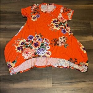 ODDY Orange and Purple Floral Top